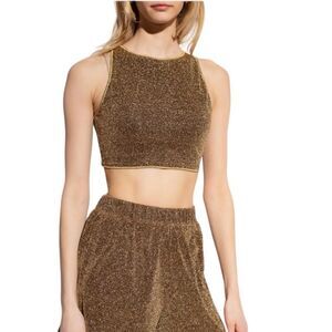 Oséree Gold Metallic Cropped Tank large